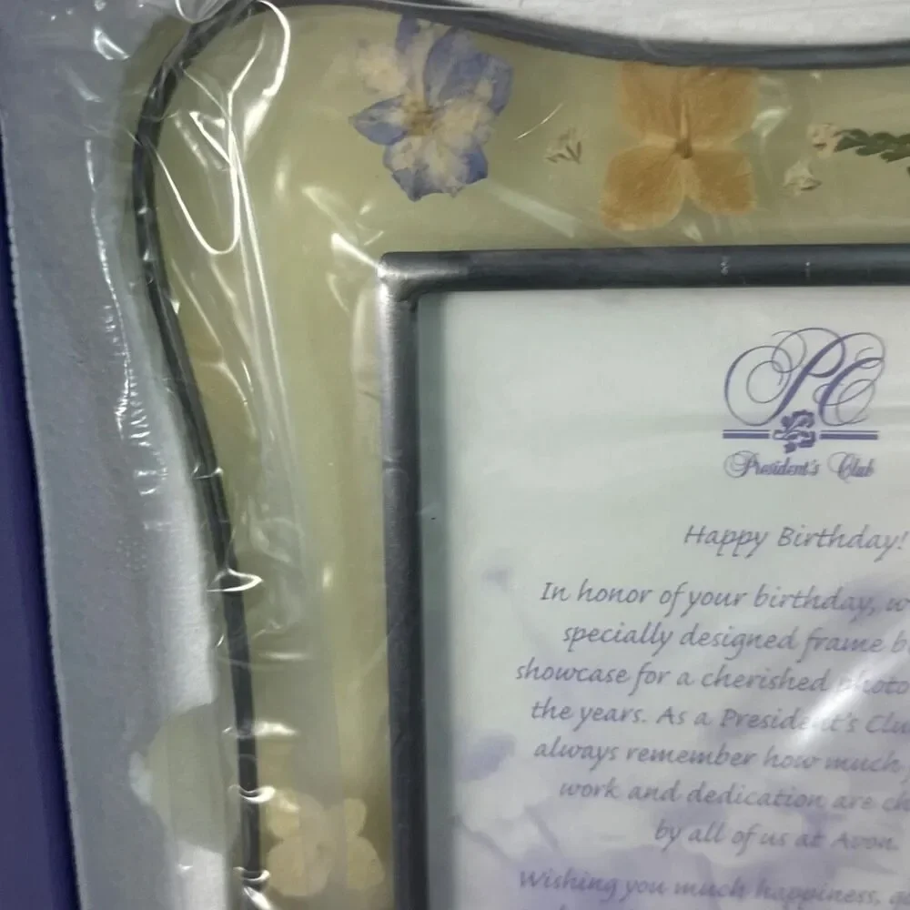Avon 2002 Presidents Club Birthday Gift Picture Frame Glass Floral New Boxed